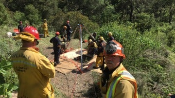 Rescate del perro que cayó a un pozo en Los Ángeles