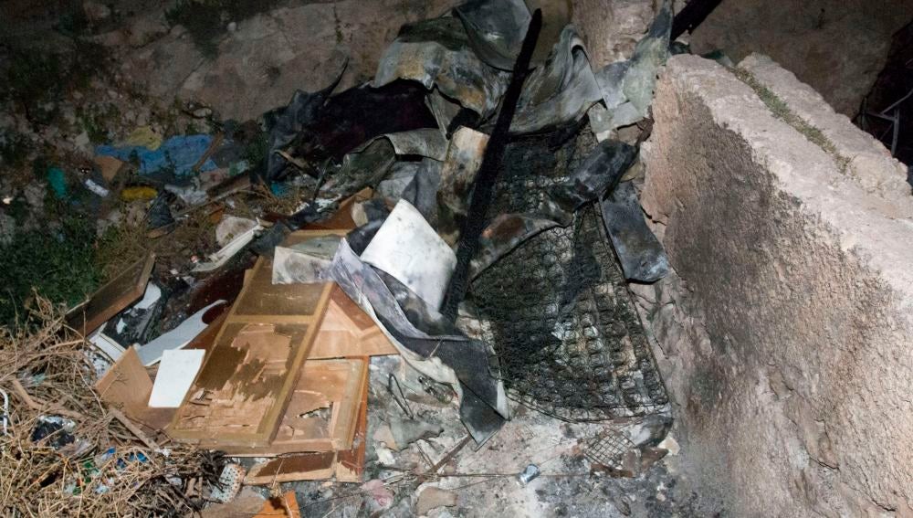 Estado en que ha quedado la casa cueva situada en el paraje de La Molineta