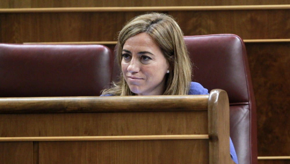 Carme Chacón, en su escaño en el congreso