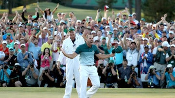 Sergio García celebra su histórico triunfo en el Masters de Augusta