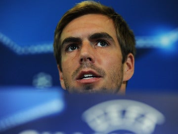 Philipp Lahm, en una rueda de prensa de la Champions