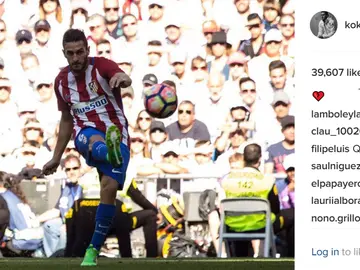 La publicación de Koke en Instagram La publicación de Koke en Instagram
