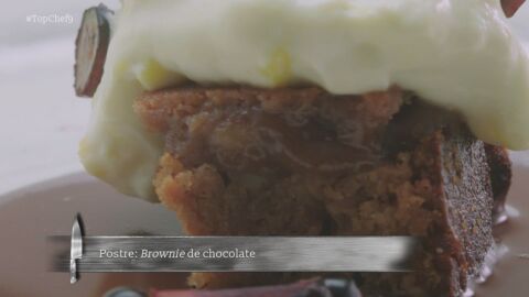Brownie con sopita de amaretto