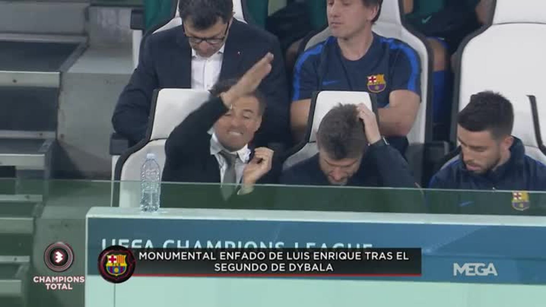 Monumental enfado de Luis Enrique tras el gol de la Juve