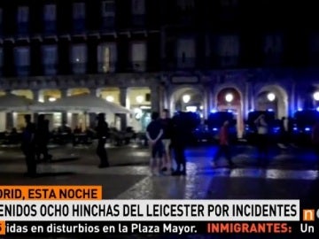 Control policial en la Plaza Mayor de Madrid