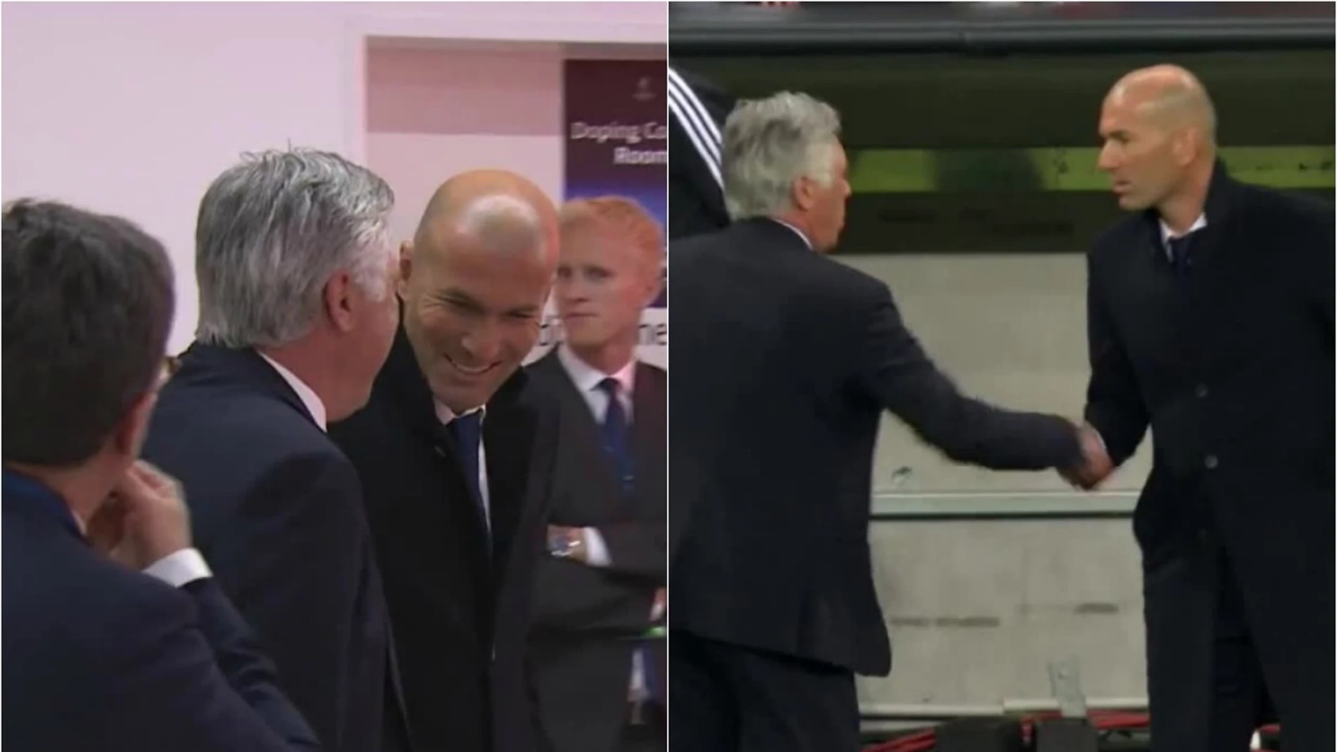 El saludo entre Ancelotti y Zidane
