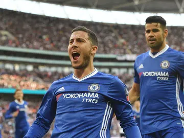 Hazard celebra un gol con el Chelsea Hazard celebra un gol con el Chelsea