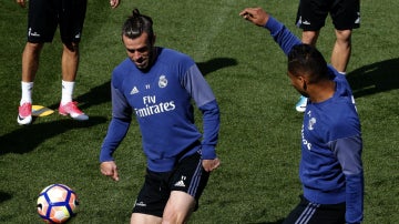 Bale, en un entrenamiento del Real Madrid