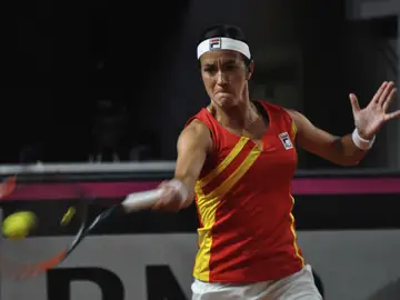 Silvia Soler, durante su partido contra Mladenovic Silvia Soler, durante su partido contra Mladenovic