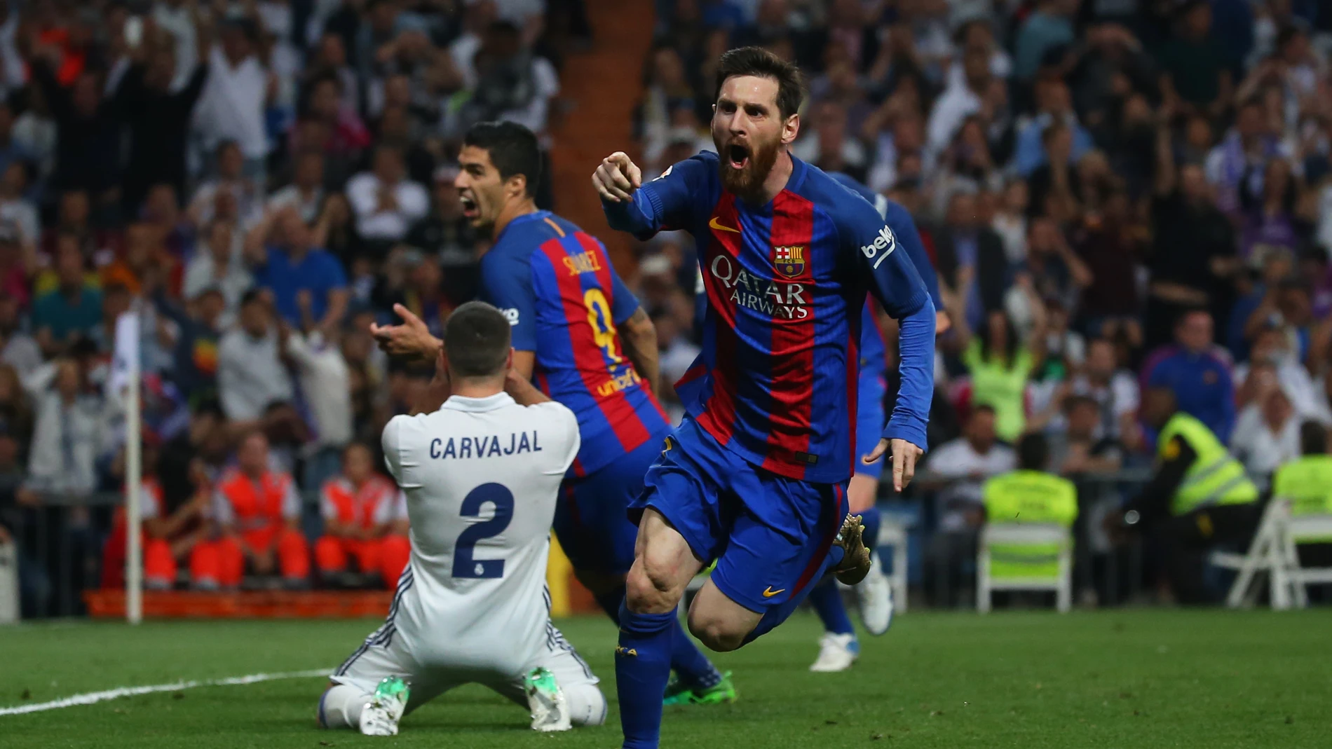 Leo Messi celebra el gol de la victoria ante el Real Madrid Leo Messi celebra el gol de la victoria ante el Real Madrid