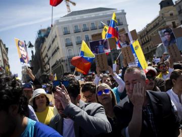 Manifestación para apoyar al pueblo venezolano en la Puerta del Sol