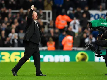 Rafa Benítez celebrando la victoria Rafa Benítez celebrando la victoria