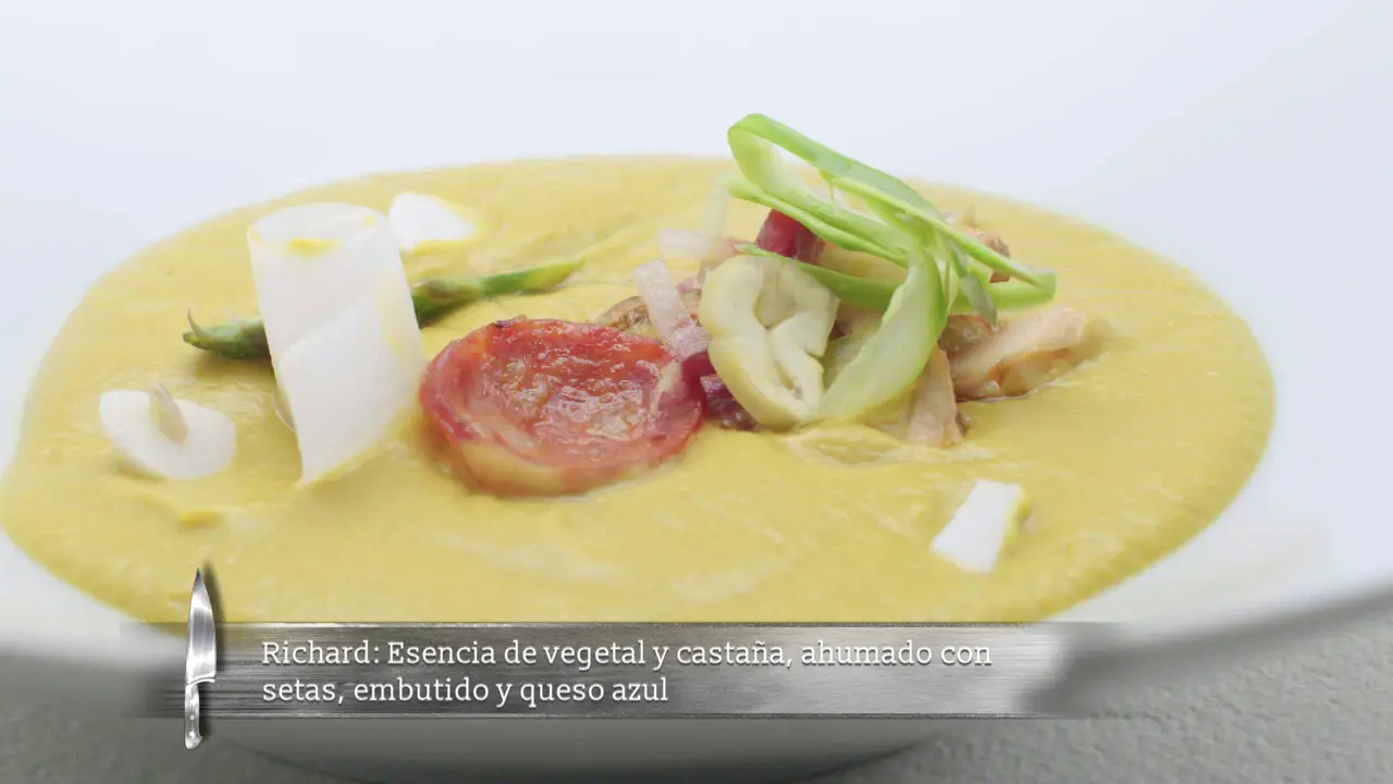 Crema de castañas y vegetales con setas