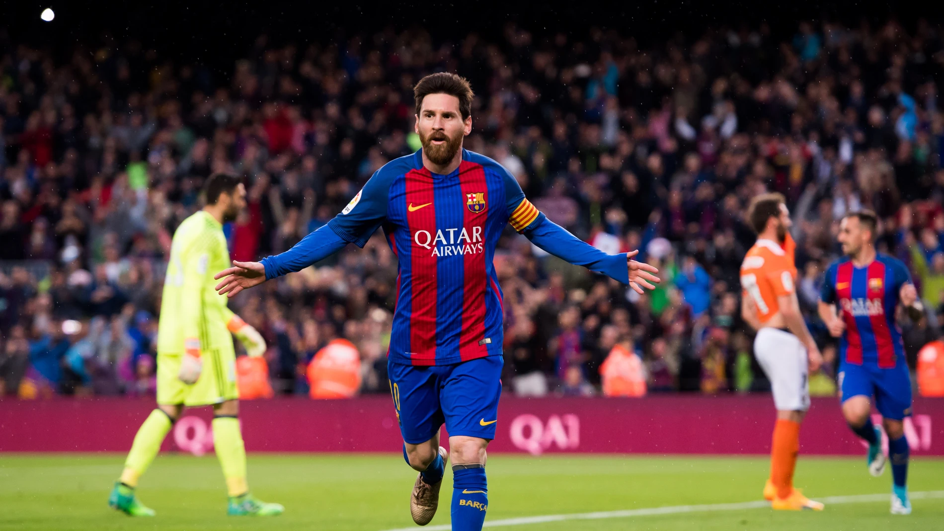 Leo Messi celebra el 1-0 ante Osasuna Leo Messi celebra el 1-0 ante Osasuna