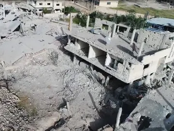 Vista aérea de una zona bombardeada de Siria Vista aérea de una zona bombardeada de Siria
