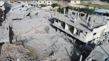 Vista aérea de una zona bombardeada de Siria