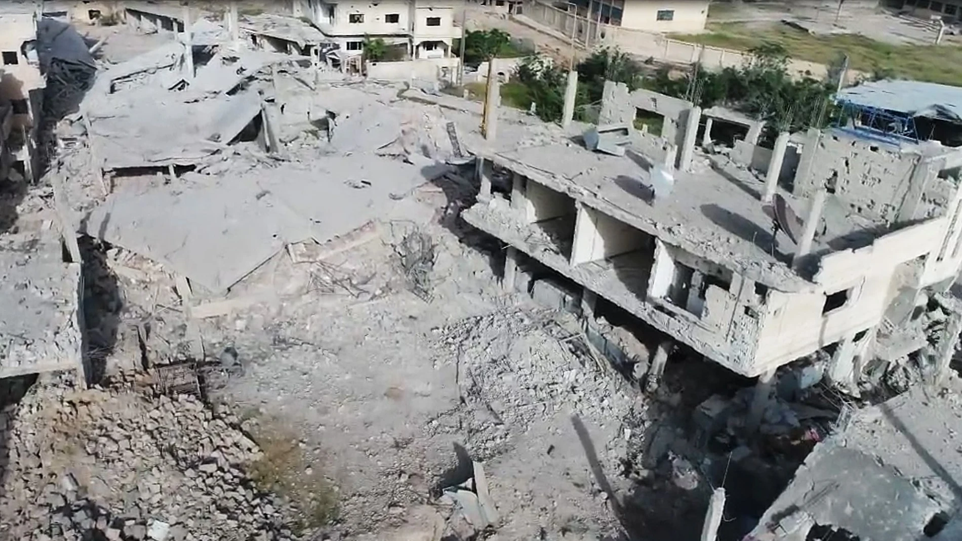 Vista aérea de una zona bombardeada de Siria Vista aérea de una zona bombardeada de Siria