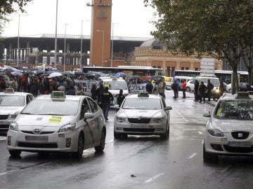 Taxistas en una concentración en Madrid (Archivo)