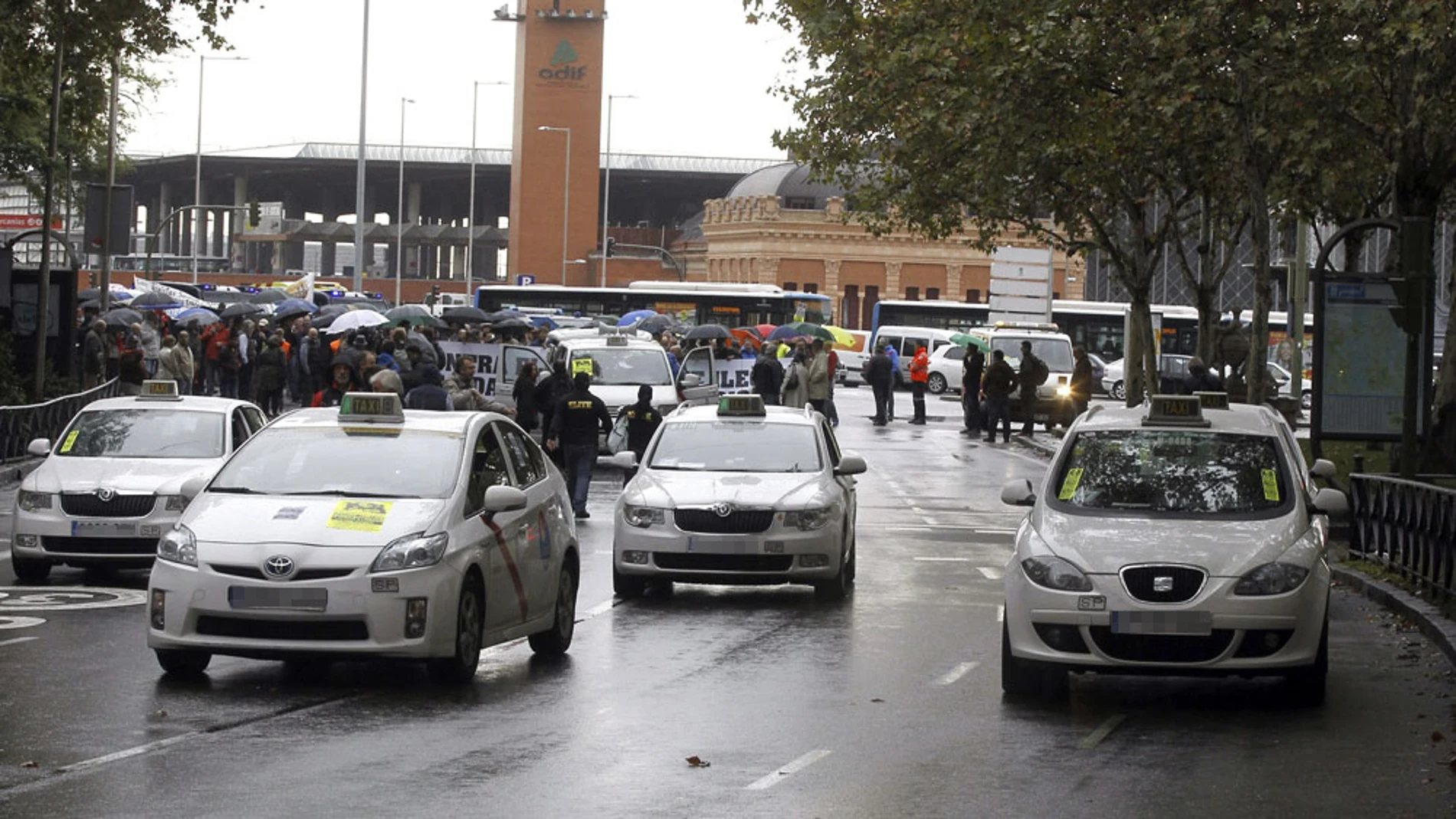 Taxistas en una concentración en Madrid (Archivo) Taxistas en una concentración en Madrid (Archivo)