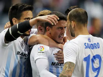 El Málaga celebra un gol El Málaga celebra un gol