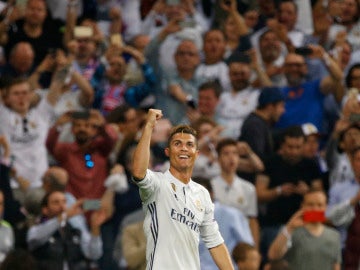 Cristiano Ronaldo celebra uno de sus goles ante el Atlético de Madrid en Champions