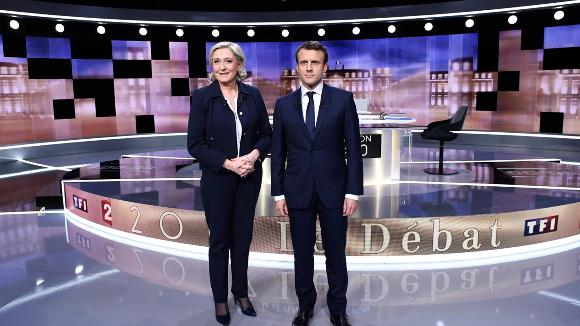 Emmanuel Macron y Marine Le Pen en el debate electoral Emmanuel Macron y Marine Le Pen en el debate electoral
