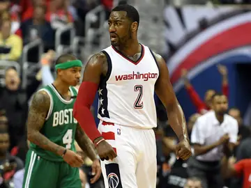 John Wall celebra una canasta ante los Celtics John Wall celebra una canasta ante los Celtics