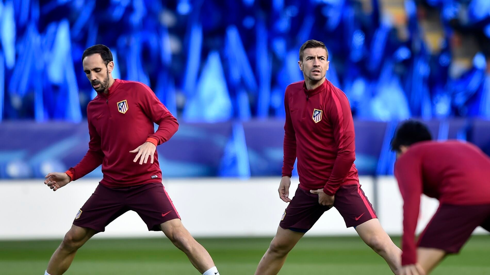 Juanfran y Gabi, durante un entrenamiento con el Atl&eacute;tico de Madrid