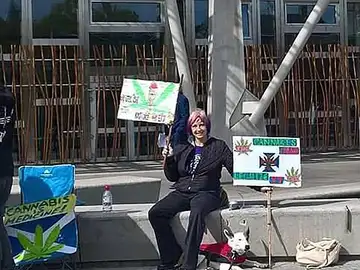 Marianne suministra aceite de cannabis para tratar la ansiedad de su perro Marianne suministra aceite de cannabis para tratar la ansiedad de su perro
