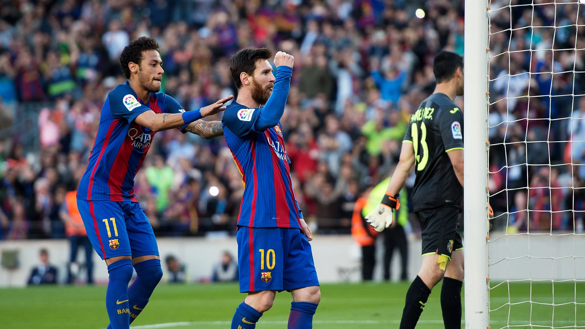 Leo Messi celebra un gol ante el Villarreal Leo Messi celebra un gol ante el Villarreal