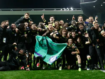 Los jugadores del Chelsea festejan su título de campeones de la Premier League Los jugadores del Chelsea festejan su título de campeones de la Premier League