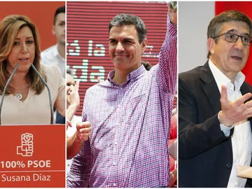 Susana Díaz, Pedro Sánchez y Patxi López Susana Díaz, Pedro Sánchez y Patxi López