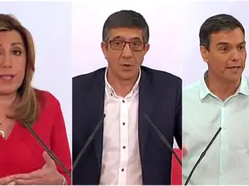 Díaz, López y Sánchez en un momento del debate Díaz, López y Sánchez en un momento del debate
