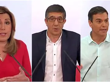 Díaz, López y Sánchez en un momento del debate Díaz, López y Sánchez en un momento del debate