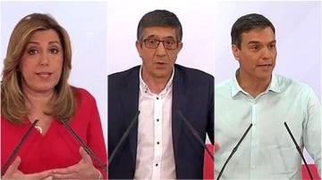 Díaz, López y Sánchez en un momento del debate