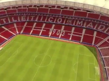 Aspecto de la grada del Wanda Metropolitano en una recreación virtual