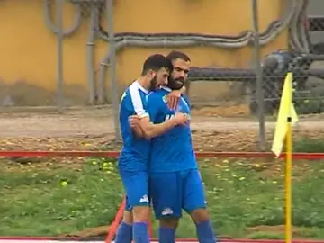 Un jugador del Ceuta celebrando un gol Un jugador del Ceuta celebrando un gol