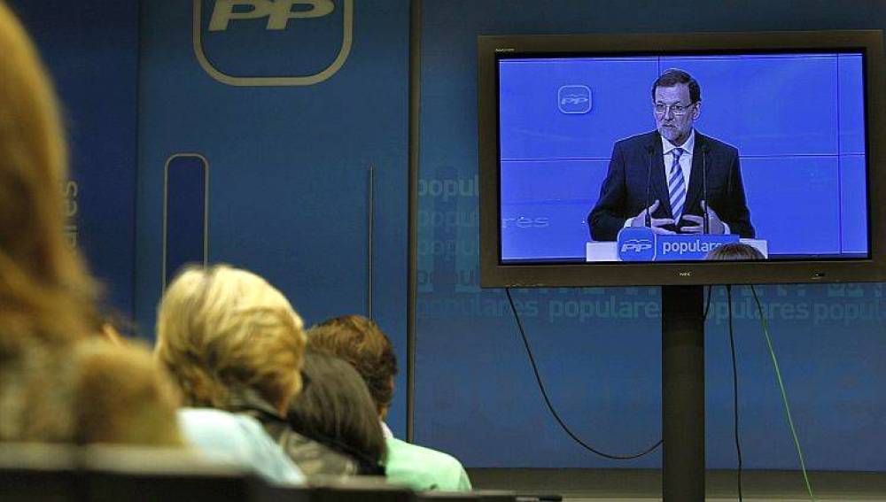 Mariano Rajoy en una comparecencia por plasma