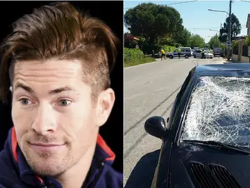 El piloto Nicky Hayden y el aspecto de cómo quedó el vehículo que le atropelló en Italia El piloto Nicky Hayden y el aspecto de cómo quedó el vehículo que le atropelló en Italia