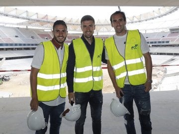 Koke, Gabi y Godín, en el Wanda Metropolitano