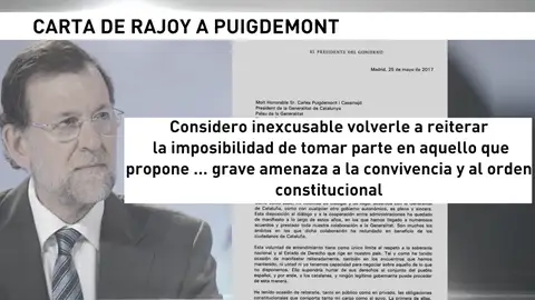 Frame 6.424615 de: Rajoy contesta por carta a Puigdemont que es imposible negociar un referéndum secesionista Frame 6.424615 de: Rajoy contesta por carta a Puigdemont que es imposible negociar un referéndum secesionista