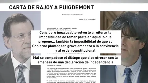 Frame 11.183074 de: Rajoy contesta por carta a Puigdemont que es imposible negociar un referéndum secesionista Frame 11.183074 de: Rajoy contesta por carta a Puigdemont que es imposible negociar un referéndum secesionista