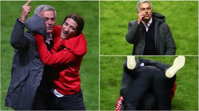 Mourinho enloqueció tras ganar la Europa League: abrazo con su hijo y gesto a la grada
