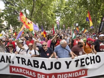 Manifestación que las Marchas de la Dignidad, que aglutinan a cuatro columnas procedentes de distintas partes de España