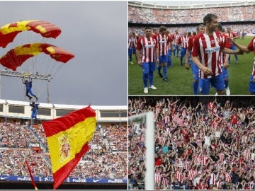 Fiesta colchonera en el Vicente Calderón en el partido de despedida al estadio rojiblanco