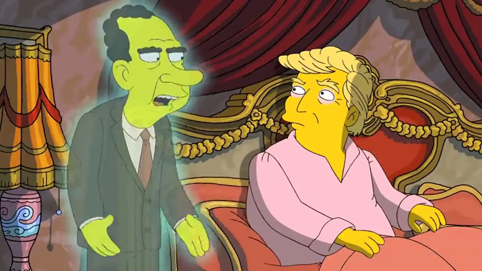 Frame 49.637764 de: Donald Trump recibe la visita del fantasma de Richard Nixon en 'Los Simpson'