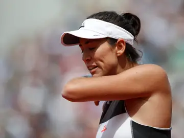Mugurza, durante su partido contra Mladenovic Mugurza, durante su partido contra Mladenovic