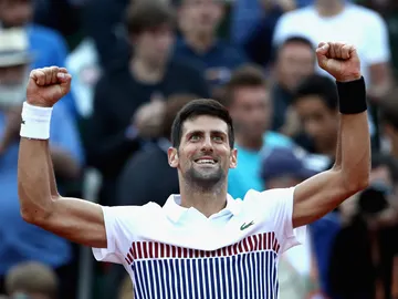 Djokovic celebra su triunfo ante Albert Ramos Djokovic celebra su triunfo ante Albert Ramos