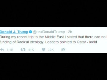 Frame 3.767698 de: Trump dice que en su gira por Oriente Medio acusaron a Catar de apoyar a radicales