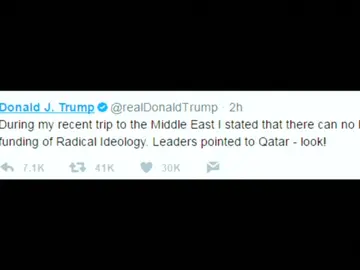 Frame 3.767698 de: Trump dice que en su gira por Oriente Medio acusaron a Catar de apoyar a radicales Frame 3.767698 de: Trump dice que en su gira por Oriente Medio acusaron a Catar de apoyar a radicales